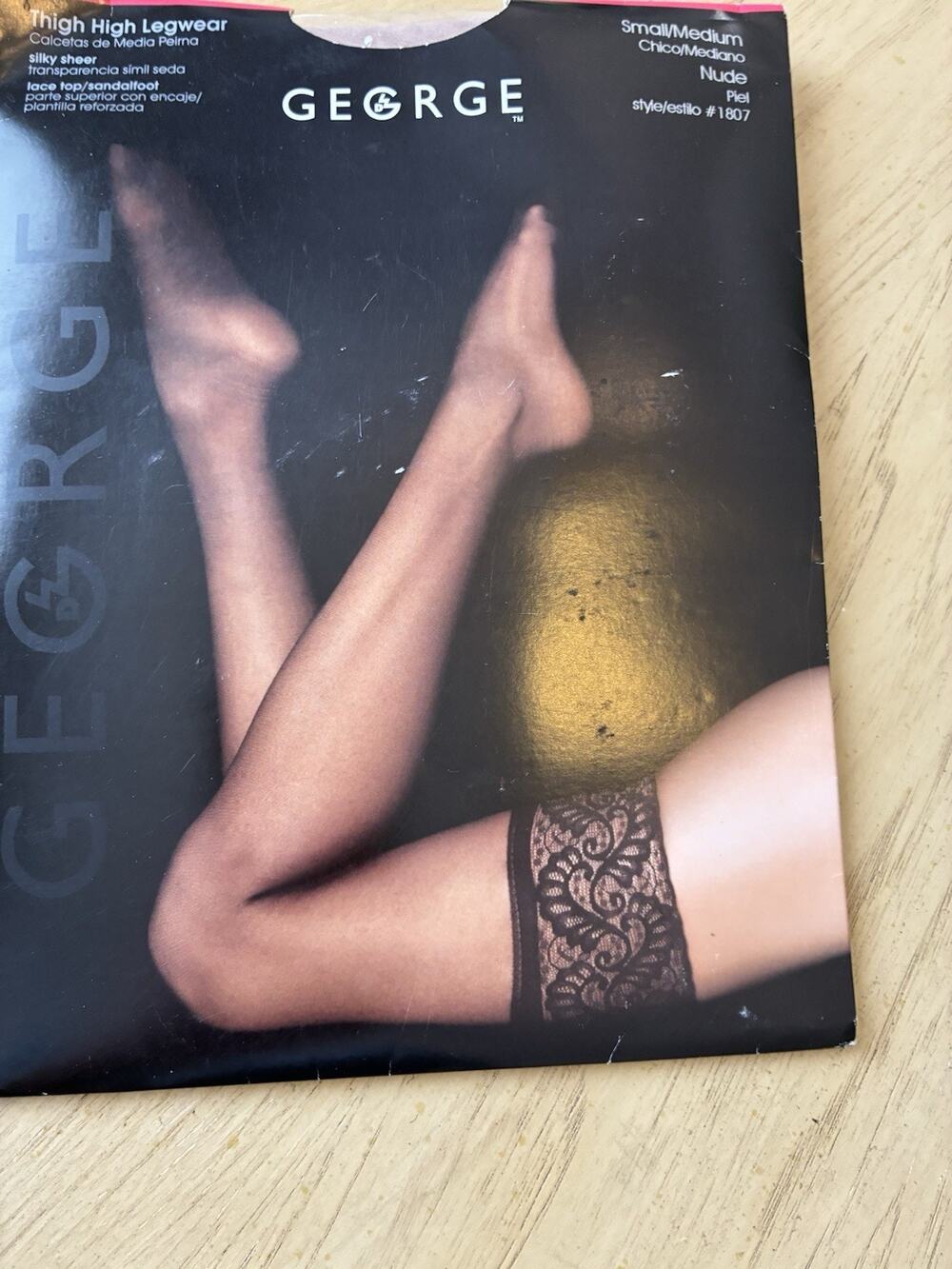 George Thigh High Legwear Nude Sexy Silky Sheer Lace Top Sandalfoot 1807 Sm- Med